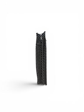 INC International Concepts Dark Navy & White Chevron Maxi Dress